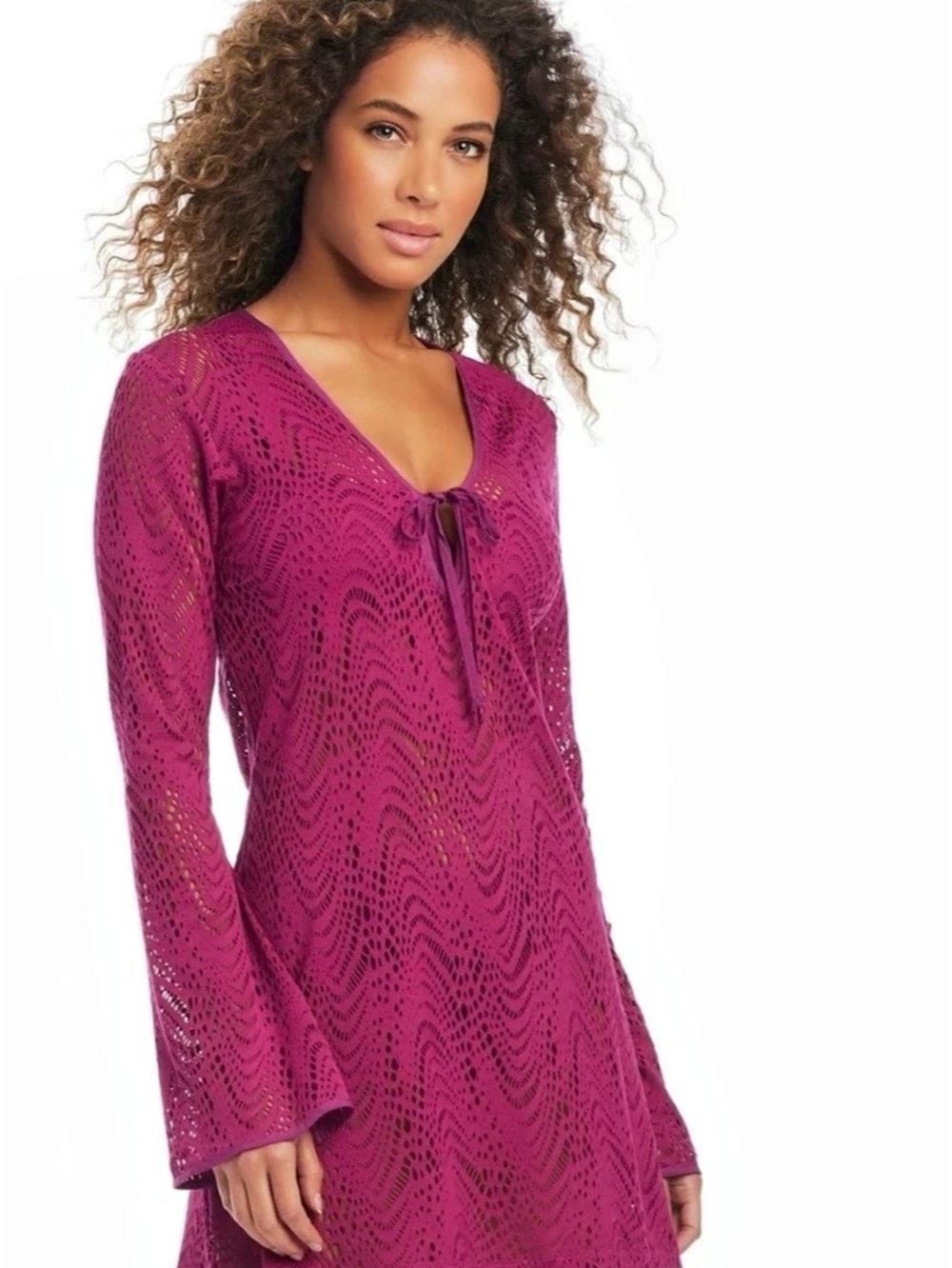 New Bar III
Women's Crochet Plunge-Neck Cover-Up Dress
